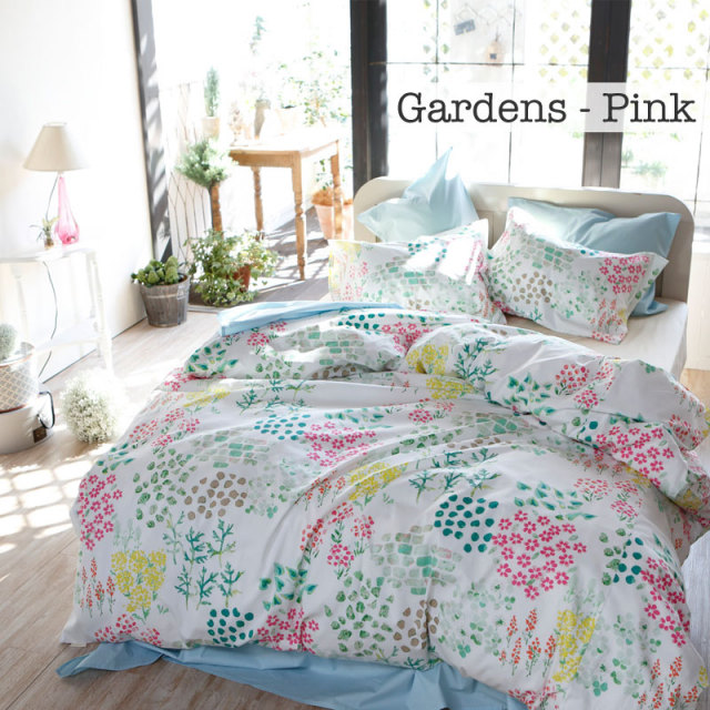 Fab the Home】 ガーデンズ 掛け布団カバー シングル 染料プリント /ピンク