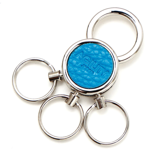 トリプルキーホルダー』(全7色)イタリアンシュリンク/全面のレザーが