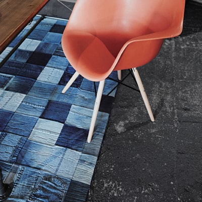 パッチワークデニムラグ｜北欧ヴィンテージ家具店アンバーデザイン