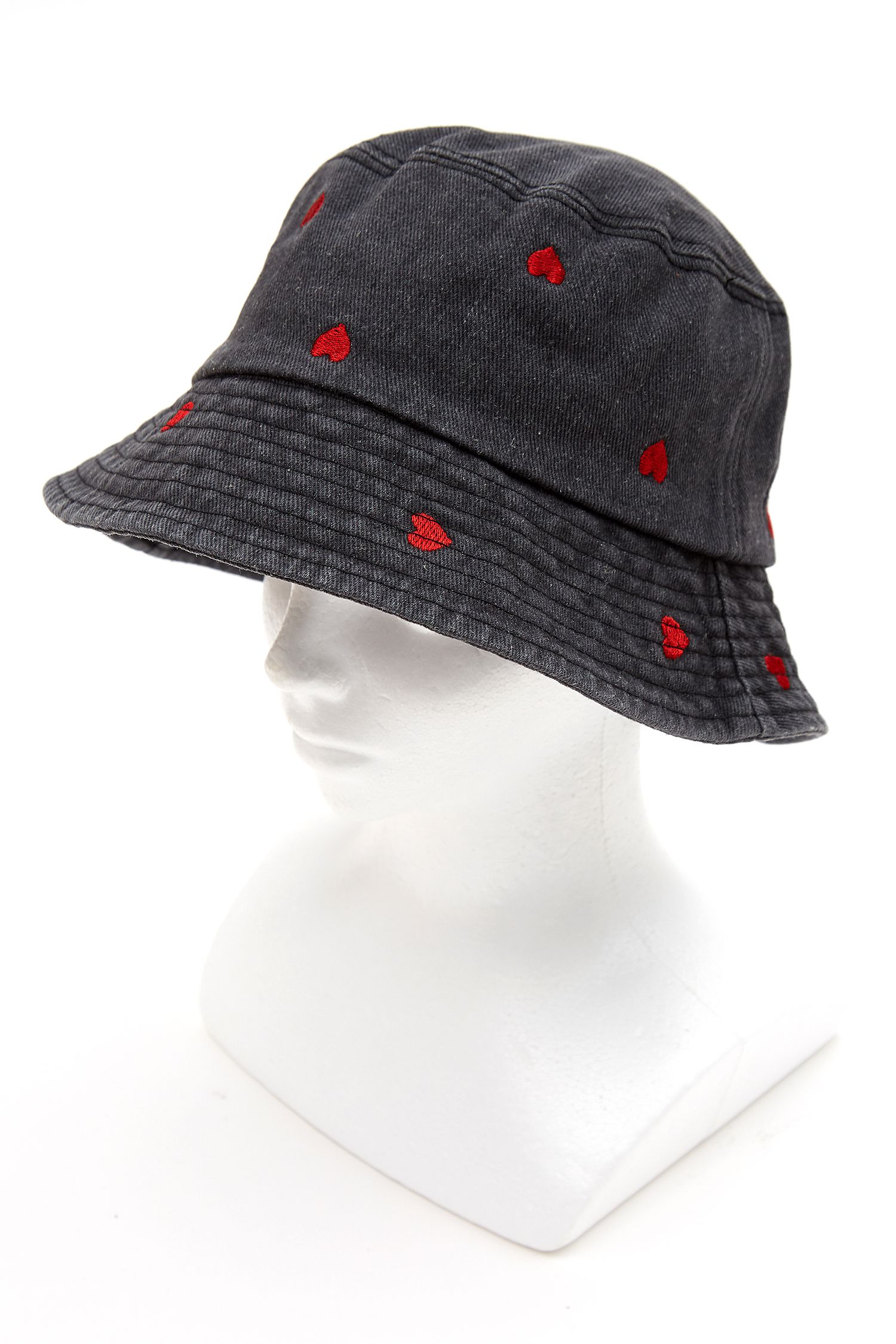 ハート刺繍デニムハット / バケットハット バケハ 柄 メンズ