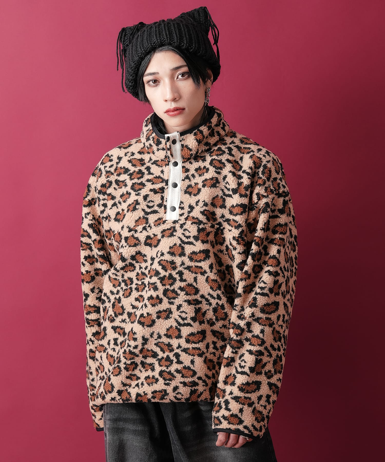 comosmos】レオパード柄のフリーストップス comosmos】レオパード柄の