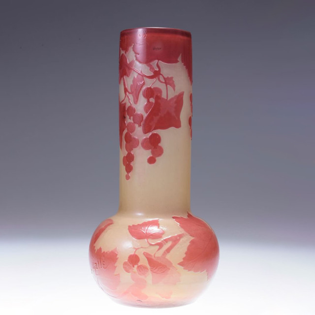 フランス 1900年代 ガラス Emile Galle エミール ガレ スグリ紋花瓶