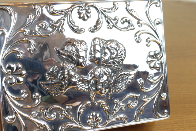 イギリス アンティーク ジュエリーボックス 天使 スターリングシルバー