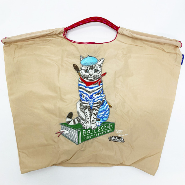 R★さん専用 Bail & Chain 猫刺繍 エコバッグ 3種類 D.Baby CAT】ベイビーキャット／ Lサイズ【Ball & Chain】エコバッグ |