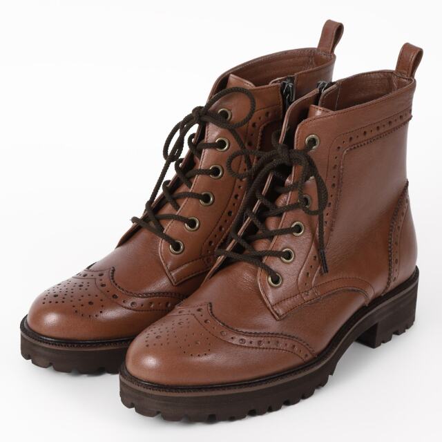 BARCLAY ファスナー付レースアップブーツ キャメル｜BARCLAY