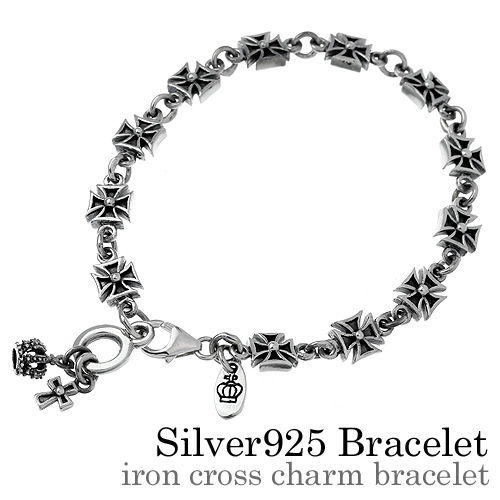 アイアンクロスチャームブレスレット｜シルバーアクセサリー｜送料無料