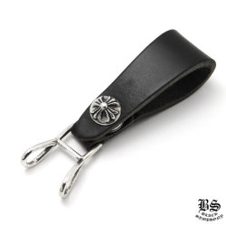 クロムハーツWベルトループBSフレアボタンブラックレザー|クロムハーツ