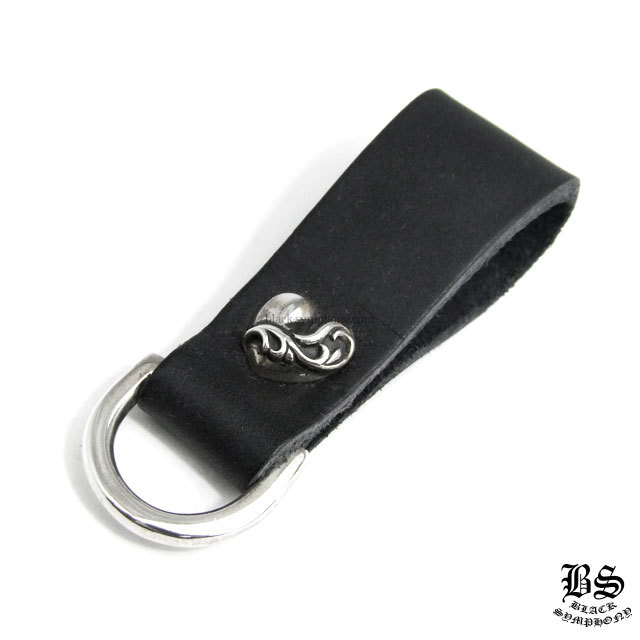 クロムハーツDキーリングハートボタンブラックレザー|クロムハーツ通販