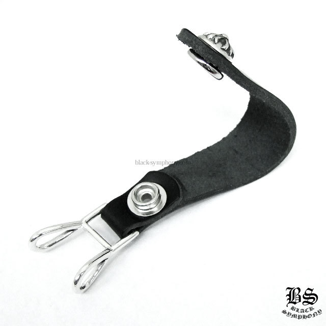 クロムハーツWベルトループクロスボタンブラックレザー|クロムハーツ