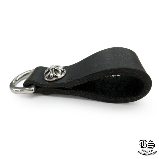 クロムハーツDキーリングクロスボタンブラックレザー|クロムハーツ通販