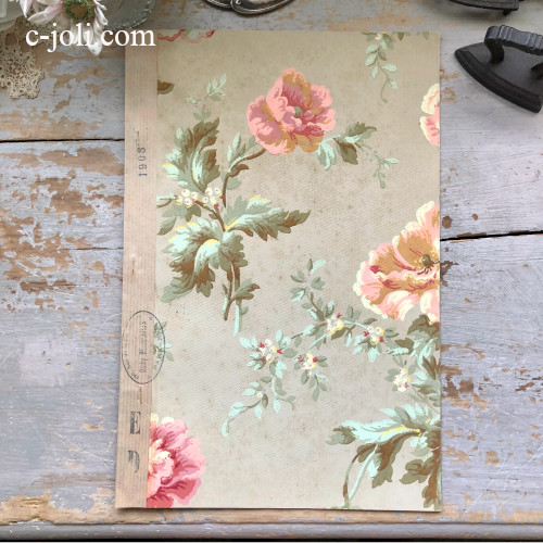 E1113 フランスアンティーク壁紙サンプル 1908年ウォールペーパー