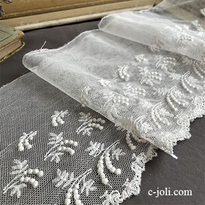 L2557 フランスアンティークチュールレースボーダー/幅広レースエッジ
