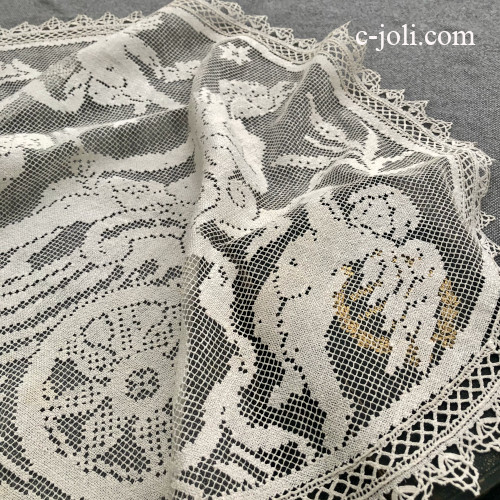 パリ発送】L2843 フランスアンティークレースマット/テーブルセンター