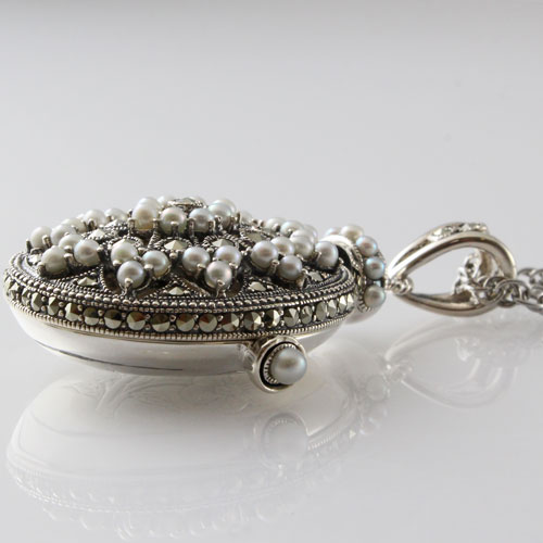 送料無料】【日本製】ロケットペンダント シルバー/SV925 アンティーク