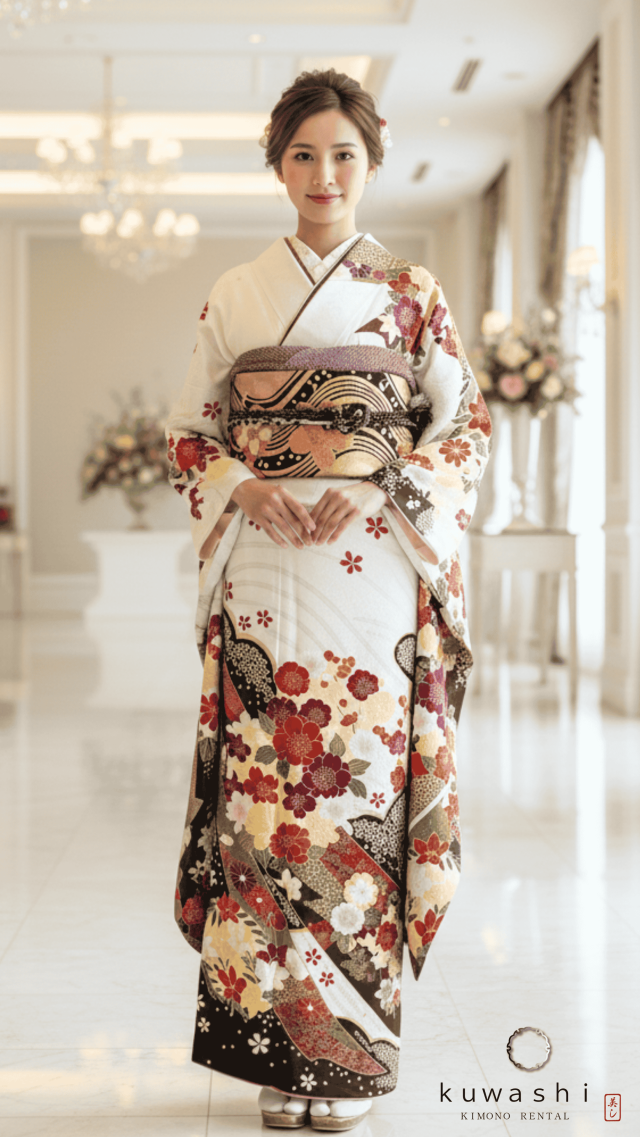 正絹振袖レンタル】 80006 ホワイト吉祥桜正絹振袖袋帯セット