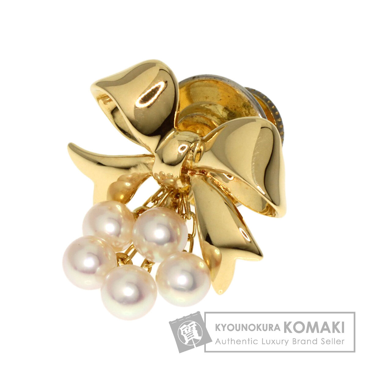MIKIMOTO ミキモト パール 真珠 リボン ピンブローチ ブローチ K18