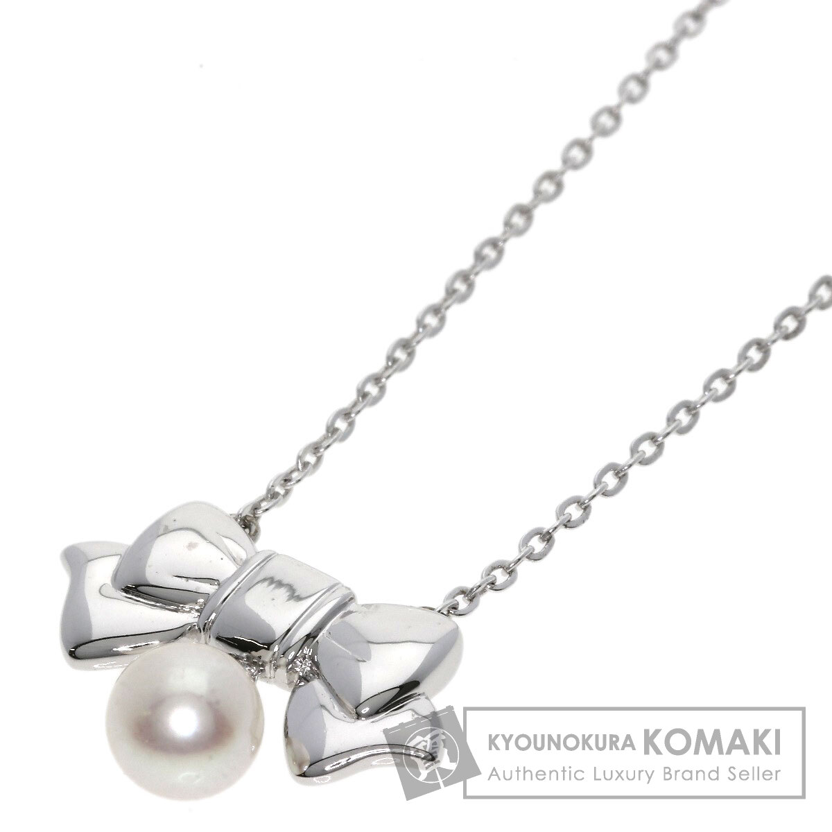 MIKIMOTO ミキモト リボン アコヤパール 真珠 ネックレス シルバー