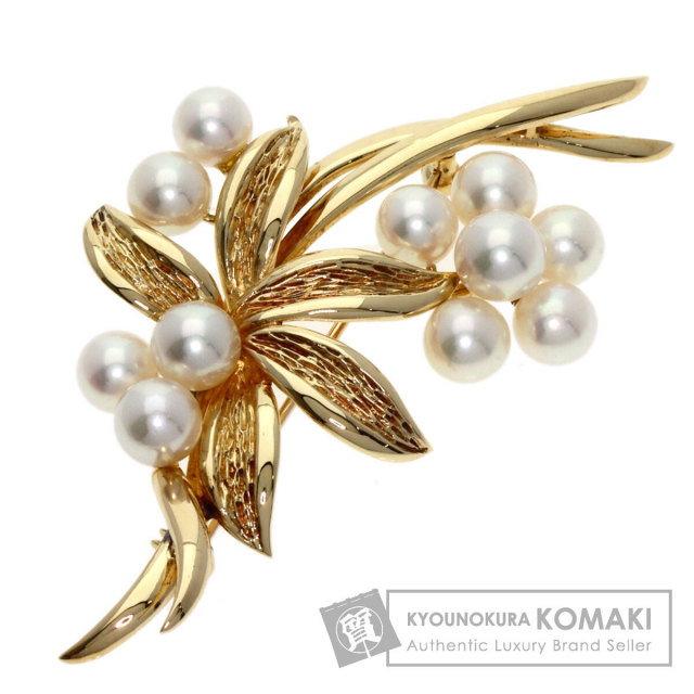 MIKIMOTO ミキモト フラワーモチーフ パール 真珠 ブローチ K14