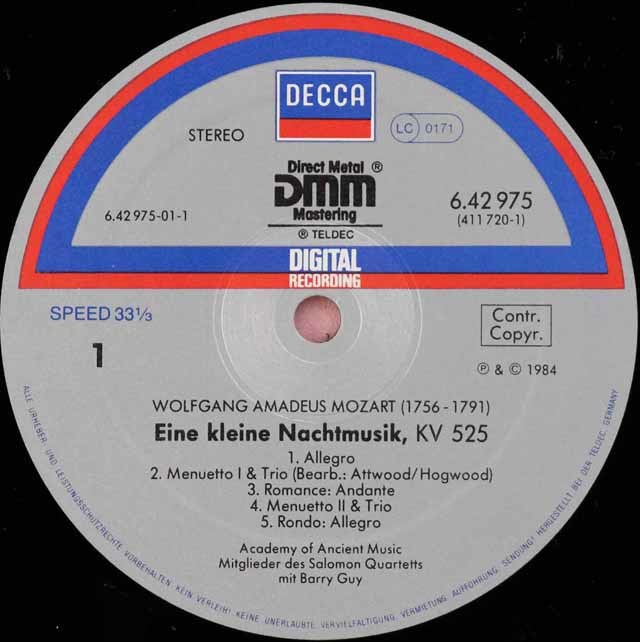 LP レコード ホグウッドのモーツァルト/「アイネ・クライネ・ナハト