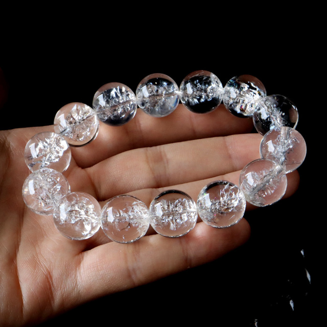 アイリスクォーツ 人工クラック 虹入り 水晶 ブレスレット 16mm 天然石