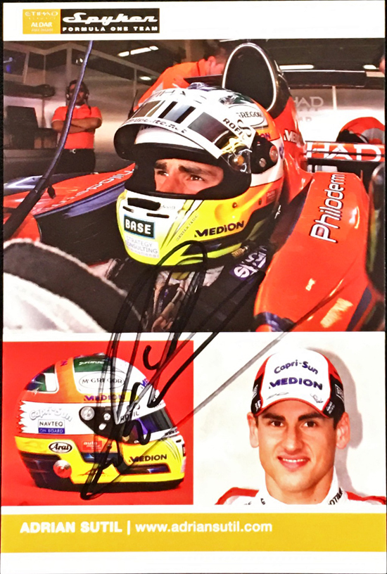 A.スーティル 直筆サイン入 スパイカーF1 ドライバーズカード(カード