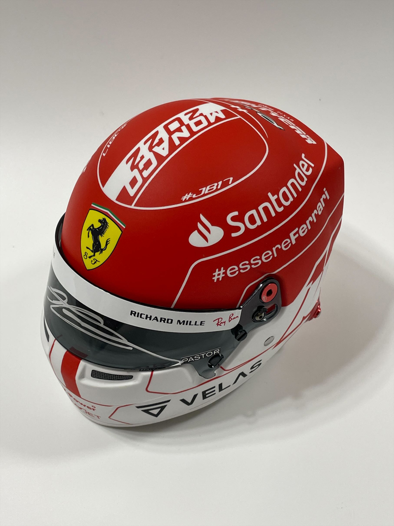 C.ルクレール 直筆サイン入 2022 モナコGP フェラーリ 1/2ヘルメット
