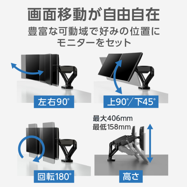モニターアーム デュアルモニター 2画面 対応サイズ17～32インチ 耐