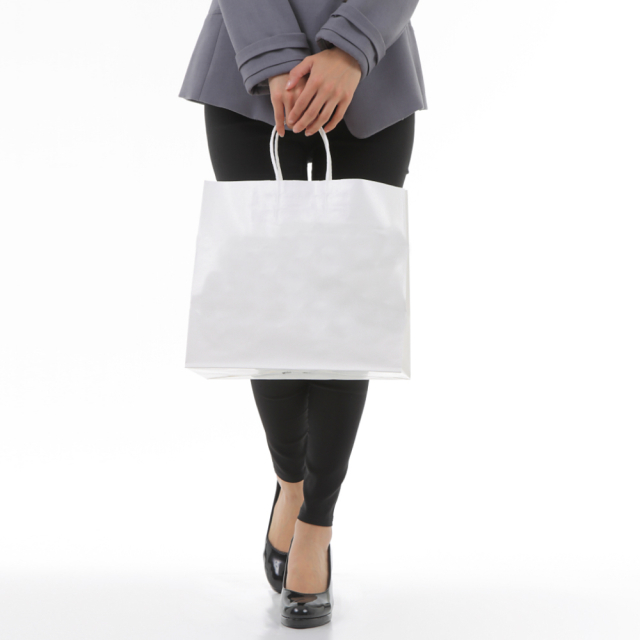 紙袋 手提げ 日本製 白 無地 マチ広 HW-2 320W×200D×300H｜紙袋の専門店