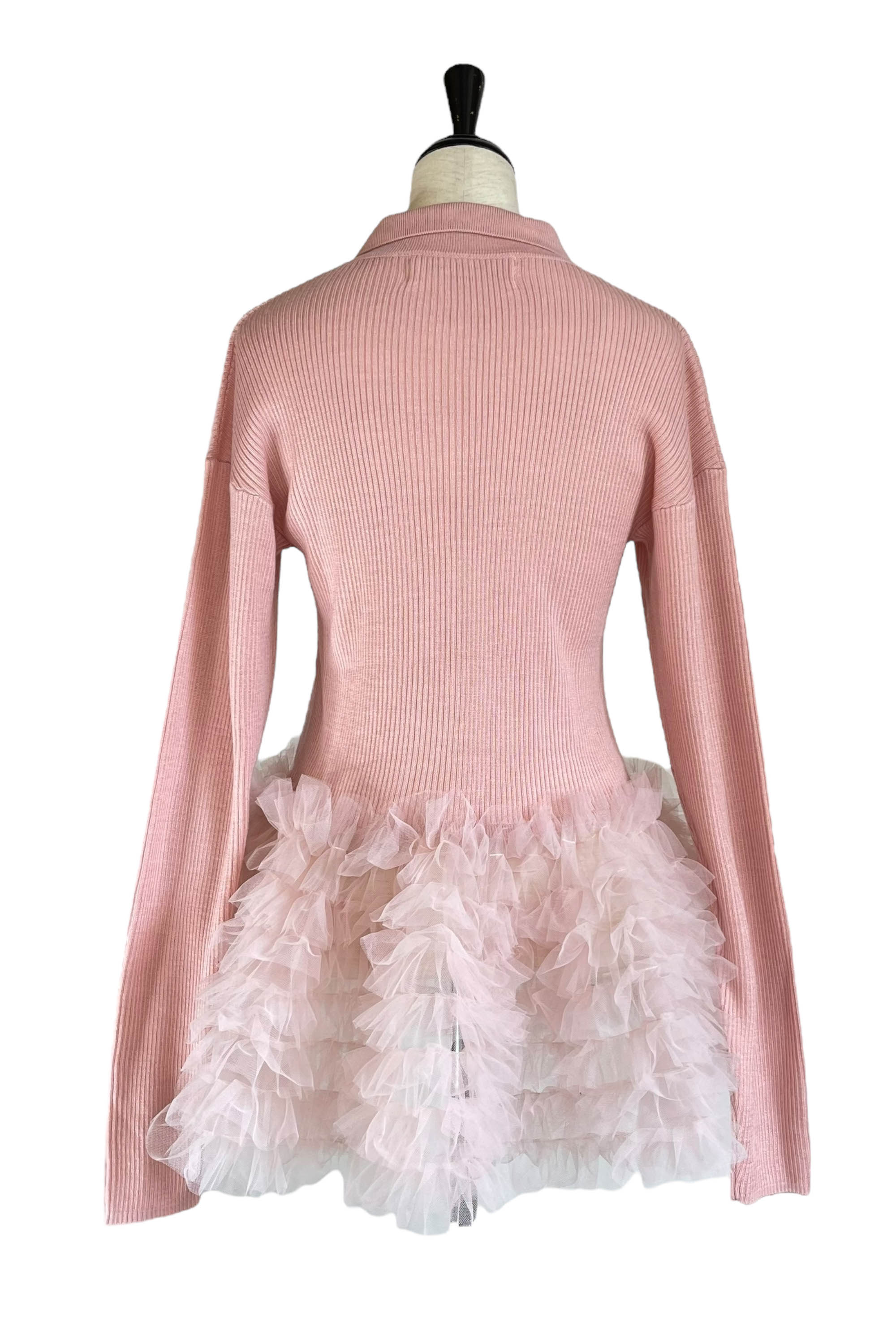 HONEY MI HONEY｜チュールペプラムポロニットカーディガン｜大人