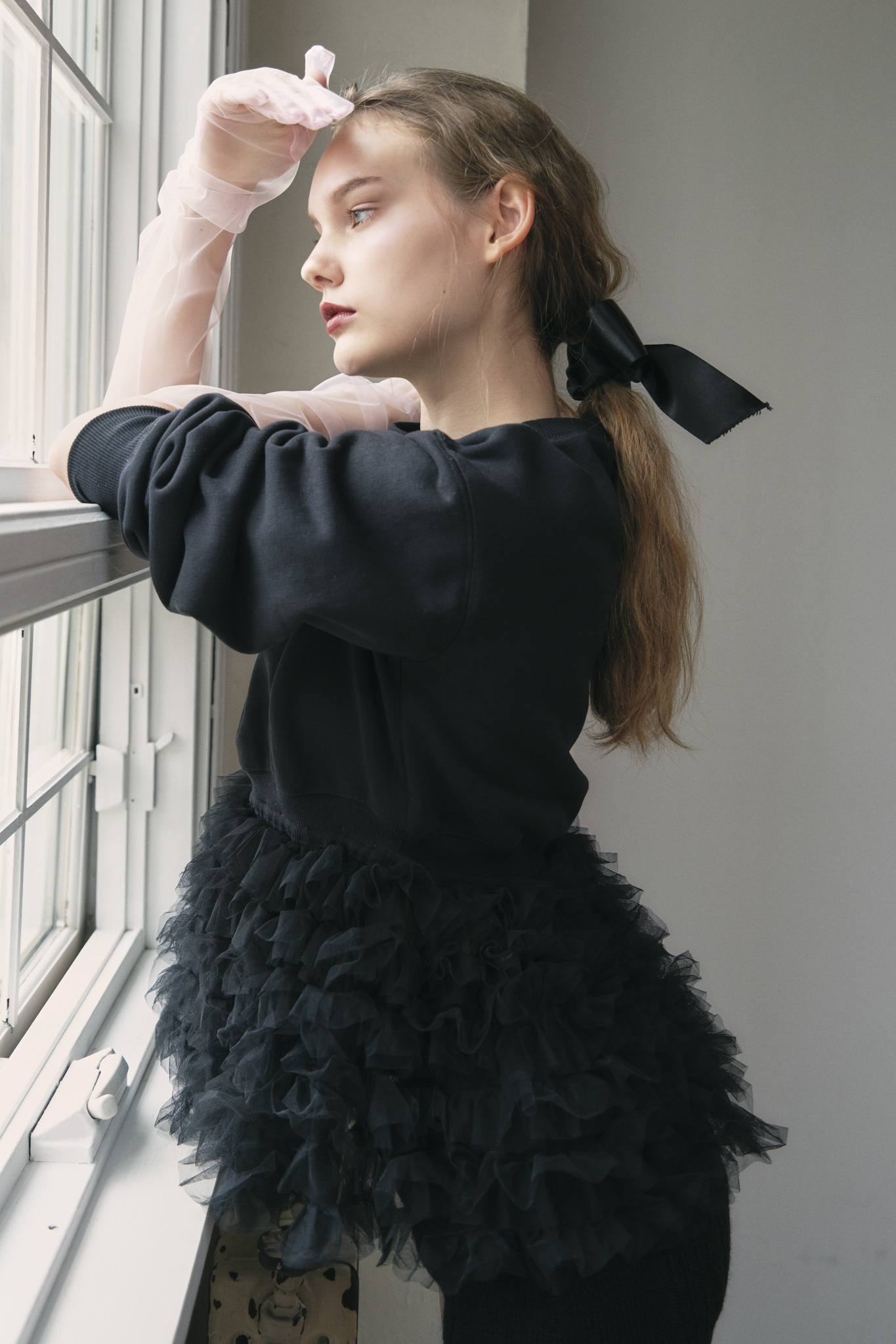 HONEY MI HONEY｜tulle peplum sweat