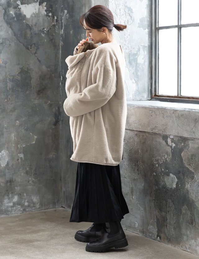 抱っこ・おんぶ対応！6wayリバーシブルファーママコート ダッカー付き