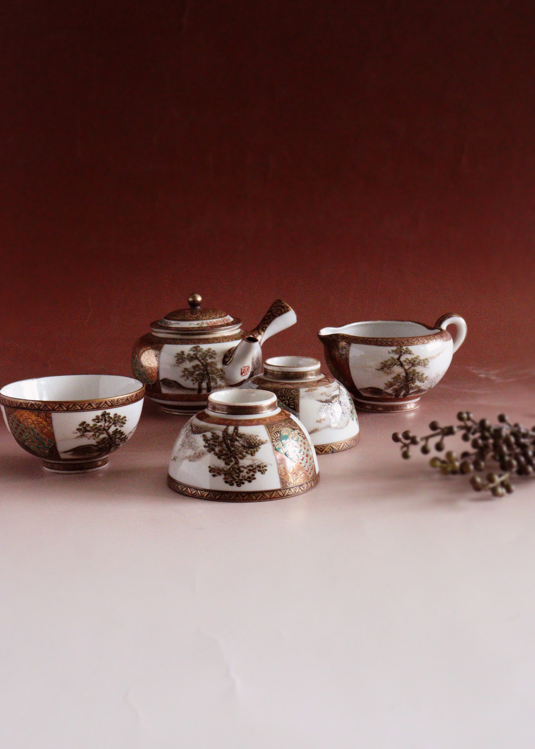 明治期九谷 最高峰加賀九谷 赤絵細描 煎茶道具 急須 茶器 煎茶 九谷焼