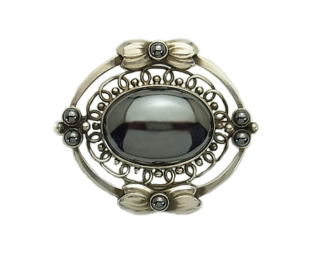 ジョージ ジェンセン] ヴィンテージ ブローチ ＃91 （ヘマタイト)