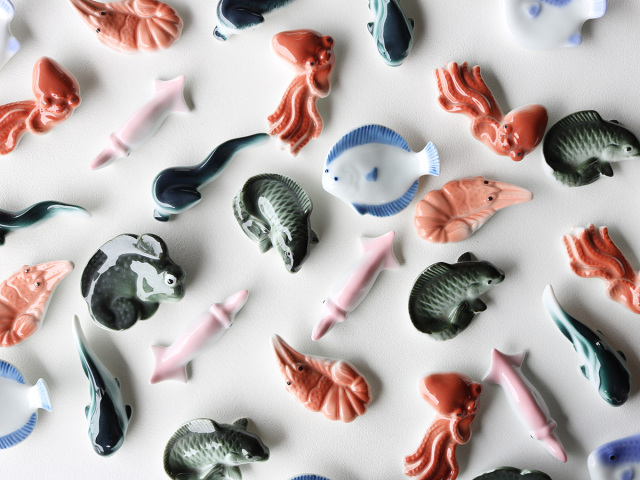 有田焼 箸置き 魚介 タコ イカ エビ ムツゴロウ ヒラメ フグ | 産直