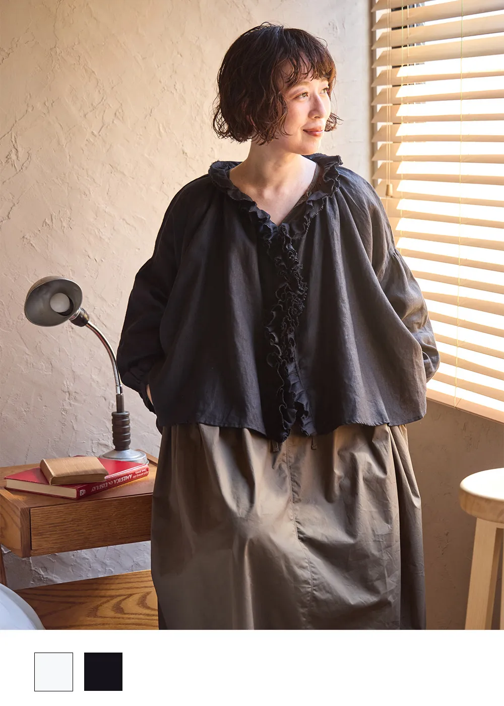 受付終了【tomomiさんコラボ】リネンエアーウォッシュフリルブラウス