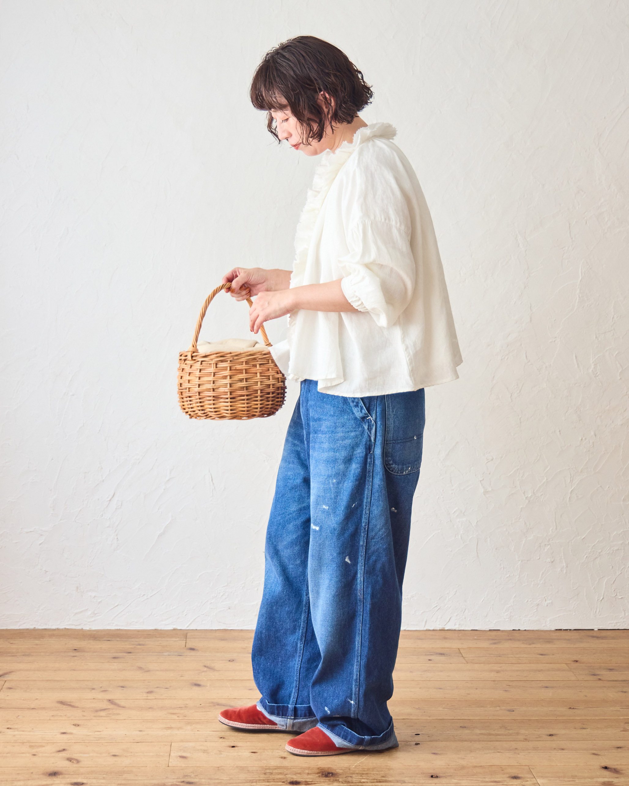 受付終了【tomomiさんコラボ】リネンエアーウォッシュフリルブラウス