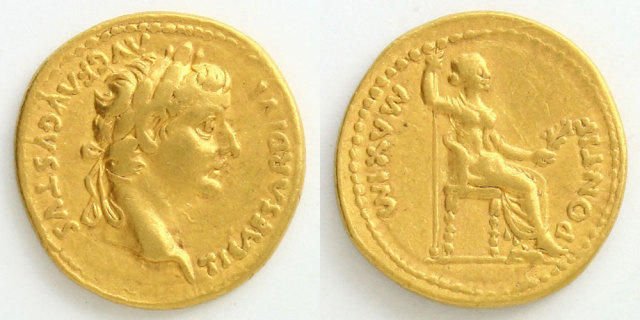 古代ローマ帝国 アウレウス金貨 ティベリウス帝/リウィア