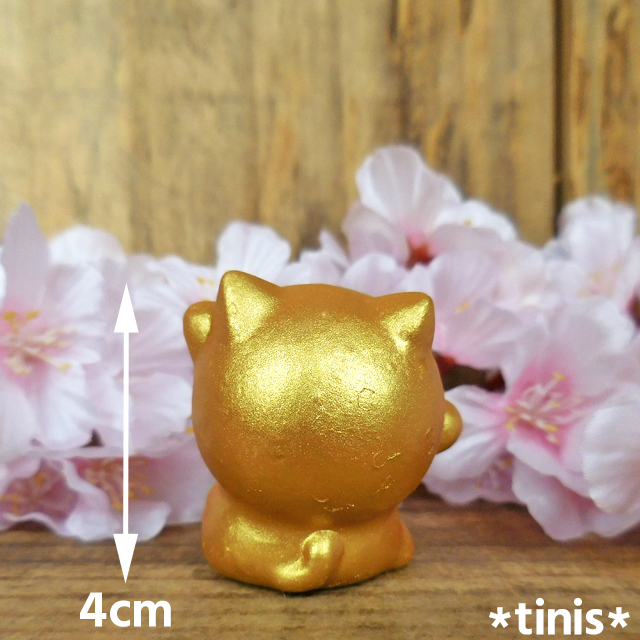陶器製 金色 招き猫 ミニ 4センチ 金運 縁起物 置物 開運招福 Lucky