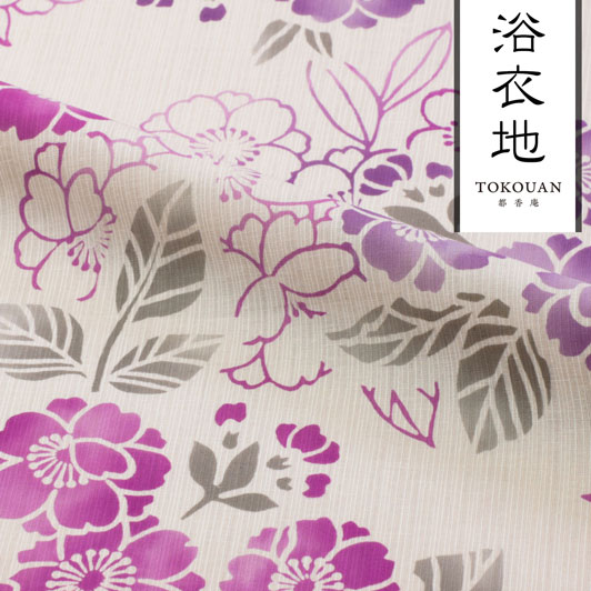 注染浴衣生地 綿麻 嵐山桜 生地販売なら都香庵