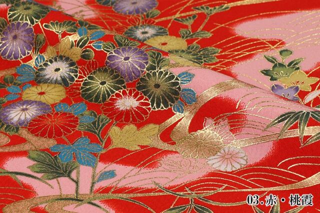 金彩友禅販売 流水に花柄の和柄生地通販なら都香庵