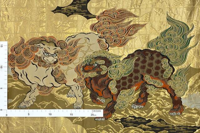 金襴生地通販唐獅子図 狩野永徳 柄 和風 生地販売なら都香庵