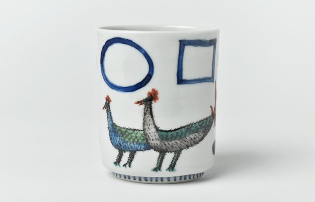 正木春蔵 色絵染附 鳥魚文楕円筒 ｜ 暮らしのうつわ花田 和食器 通販