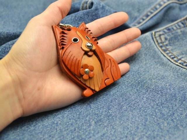 シェルティー/犬 バッグチャーム/アクセサリー 革/レザー メール便送料