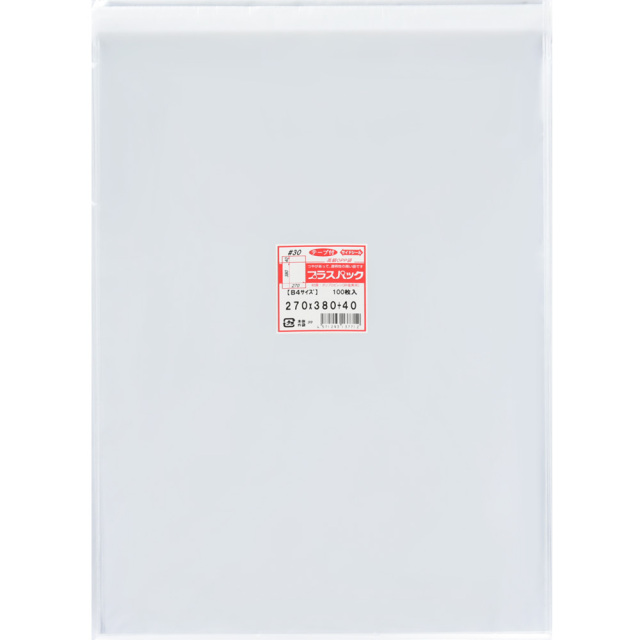 OPP袋 [B4] 横270x縦380+40mm テープ付き 30#