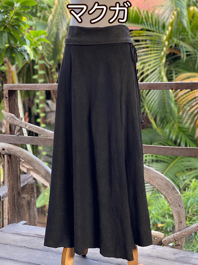 asana ヘンプコットン 厚手 ロング フレアー スカート・草木染め