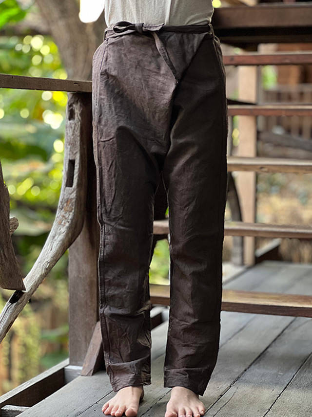 asana HEMP100% デニム風 まつり タイパンツ・草木染め【パヤカ