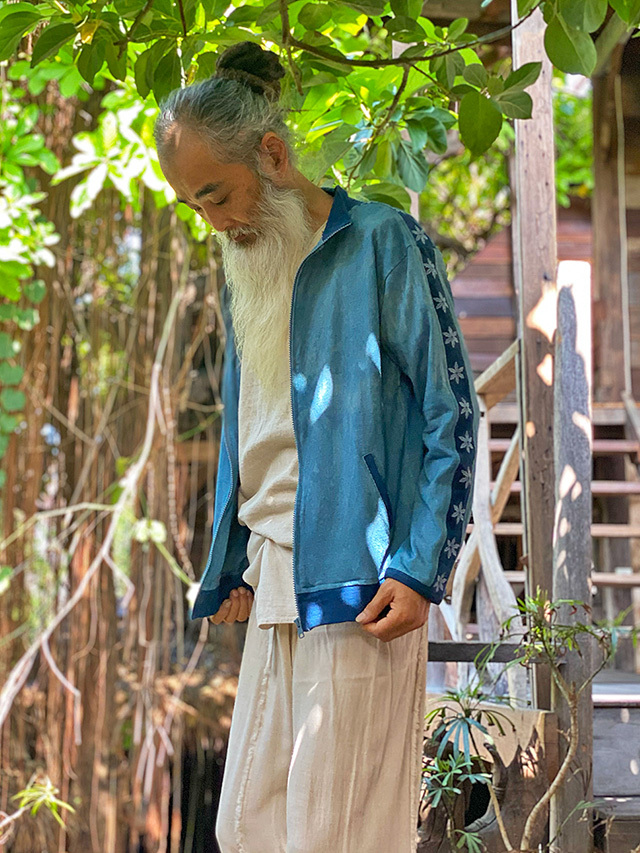 asana ヘンプコットン 厚手 麻柄 ジャージ トップス・草木染め【パヤカ