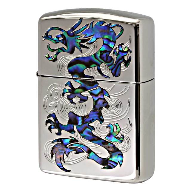 Zippo ジッポー アーマー ドラゴン シェル 龍 貝貼り 両面加工 ARMOR