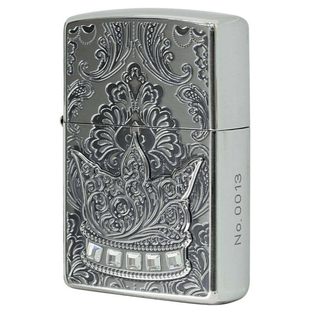 Zippo ジッポー 王冠 クラウン メタル ラインストーン シルバーいぶし