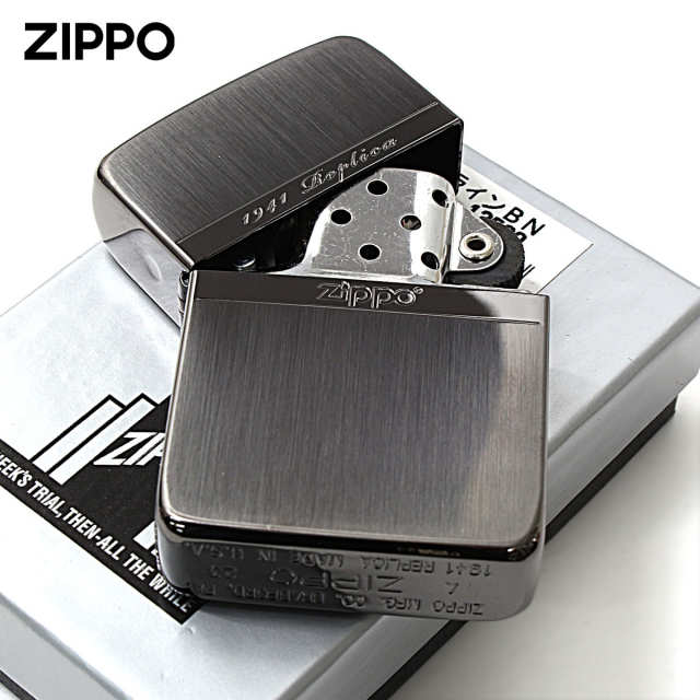 Zippo ジッポー 1941レプリカ ミラーライン ブラックニッケル サテーナ